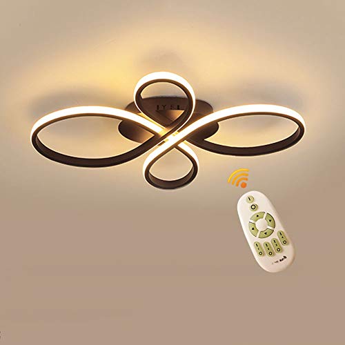 Plafonnier de salon noir LED Dimmable 42W 2940LM moderne Lampe de plafond chambre à coucher décor plafonnier avec télécommande forme de fleur acrylique Lustre Éclairage pour table à manger cuisine Cover