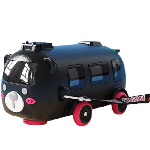 SAMERIO Autobús Acero inoxidable Matraces de vacío Vasos aislados Linda taza Botella de agua de té Frasco de café con Ruedas Móviles Termo a prueba de fugas para Deportes y Viajes Camping (Black)