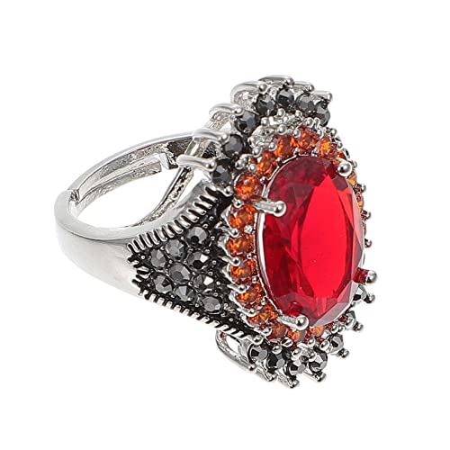 Holibanna Frauen Roten Edelstein Ring Roten Granat Offenen Ring Vintage Retro Antiken Ring Verlobung Hochzeitstag Ring Einstellbare Kupfer Ring Valentinstag Schmuck Geschenke Cover