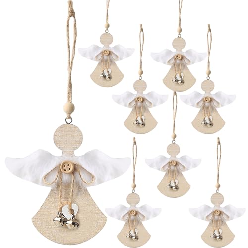 DAHI 8pcs Engel Weihnachtsanhänger aus Holz Weihnachtsdekoration...