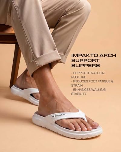Image of Impakto Men's Arch Support Flip Flops | Lightweight & Bounce-Back Slippers | Soft Cushioned Footbed | Regular Wear Chappal for Home, Casual & Outdoor Use