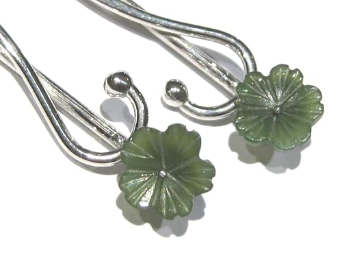 Boucles d'oreilles jade fleur argent 925 vert pour un look bohème