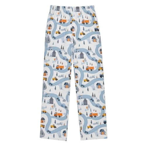 ALAZA Blue Road Vehicle Car Pajama Lounge Pants Long Sleep Pajama Bottoms with Pockets