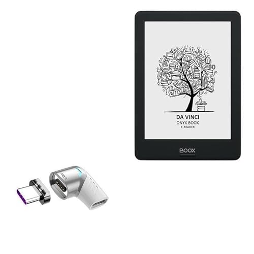 BoxWave Adapter Compatible with Onyx BOOX Da Vinci - MagnetoSnap PD Angle Adapter, Magnetic Charging Connector Device Saver - Metallic Silver
