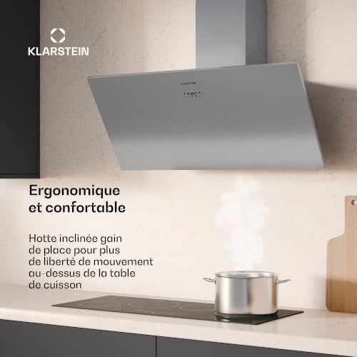 Hotte Inclinée Lining Mode Évacuation Et Recyclage D'air Design Haut De Gamme 557 M³h 90 Cm - vue 3