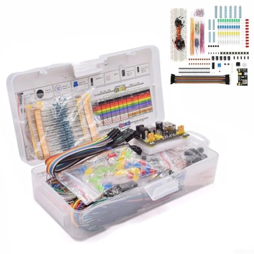 Kit completo de prototipos electrónicos con para placa de pruebas y módulo de alimentación