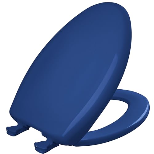 Bemis 7B1200SLOWT 364 Toilet Seat will Slow Close, Never Loosen and Easily Remove, Elongated, Plastic, Colonial Blue