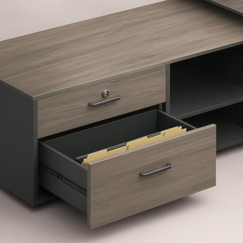 Image of Lakdi The Furniture Co Director & Executive Table L-Shape Office Table Luxury Desk with Locking Drawer, CPU Storage, Organized Wiring System - Dark Brown 5-Year Warranty & Free Assembly - LDL-603