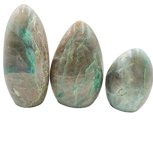 IDUTQUMW Cristallo Naturale 1pc Pietra di Luna Verde Lucida Naturale a Forma Libera Pietra di Cristallo in Piedi for la Decorazione Domestica
