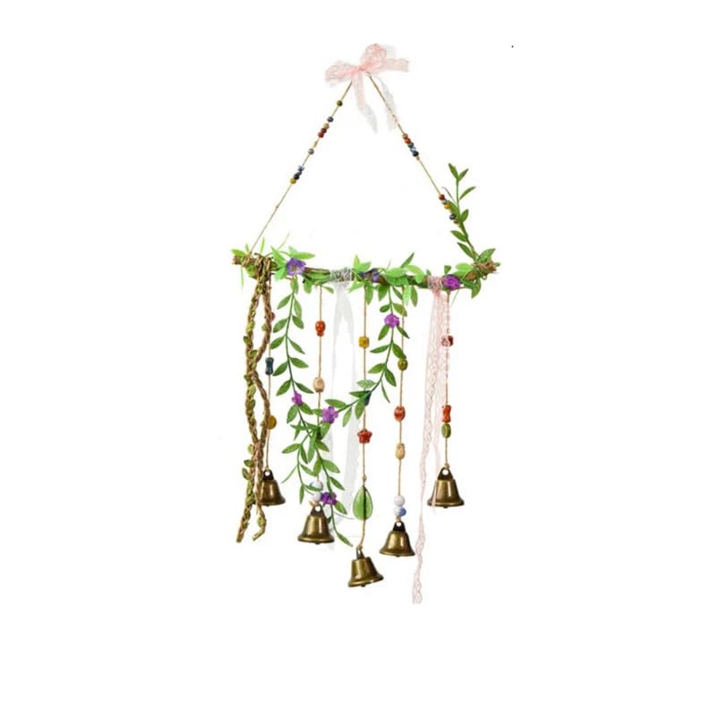 Wind Chimes, Rustic Brass Bells, Door Hangers with Twine, Unique Witch's Bells, Garden Art, Windows Decor, Home Decor, Housewarming Gifts (J)