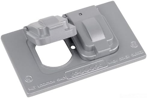 Red Dot CCD Device Outlet Box Cover, Double Lid, 1 Gang, 4-9/16-Inch Width by 2-27/32-Inch Height, Silver