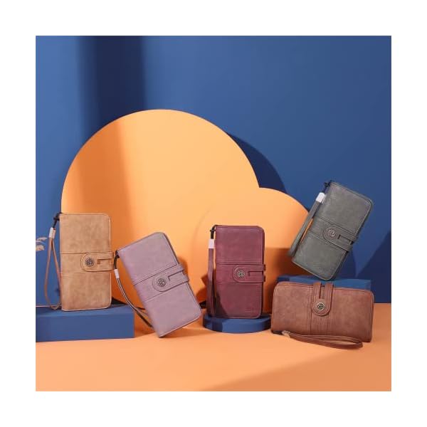 Women Wallet Large Leather Designer Card Holder Organizer Long Ladies Travel Clutch Wristlet Coffee - Image 3
