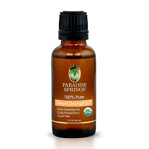 100% Pure USDA Certified Organic Sweet Orange Oil - 1 OZ (30ml) Therapeutic Grade Essential Oil from Paradise Springs