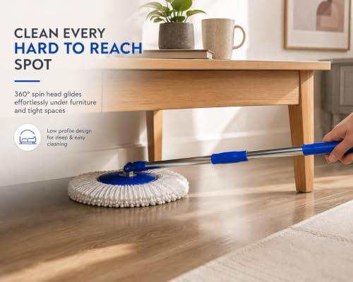 Image of Home Cleaning Mop Set with 4 Refill Heads | Spin Mop Set with Bucket & Stainless Steel Handle | 360 Wet & Dry Floor Cleaning Mop for Tiles, Marble, Wooden & Kitchen Floors