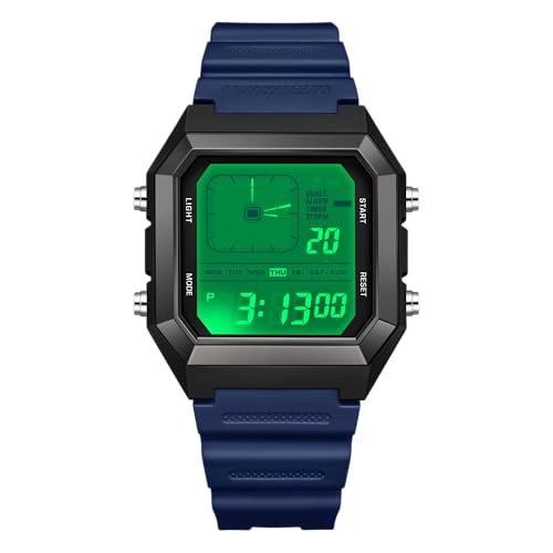 Image of BIEWO Mens Digital Watch Sports Military Watches Waterproof Outdoor Analog Wrist Watches for Men with LED/Alarm/Date (Black-Blue)