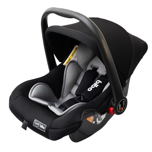 The Moon Brand Bibo Infant/Baby/Kids Travel Car Seat With Full Body Support Cushion Rear Facing Seat Carry Cot AdjUStable Canopy Suitable For 0 Months+0 13 Kg - Black