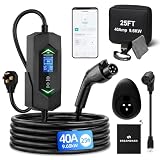 Upgraded Level 2 EV Charger,40Amp 9.6KW,(Wifi APP/Plug-play),240V NEMA 14-50 Plug,25ft ETL Listed Cable/J1772 Connector,IP66 Waterproof,Adjustable Current,Delay Timer,Electric Vehicle Charging Station