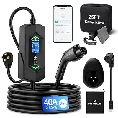 Upgraded Level 2 EV Charger,40Amp 9.6KW,(Wifi APP/Plug-play),240V NEMA 14-50 Plug,25ft ETL Listed Cable/J1772 Connector,IP66 Waterproof,Adjustable Current,Delay Timer,Electric Vehicle Charging Station