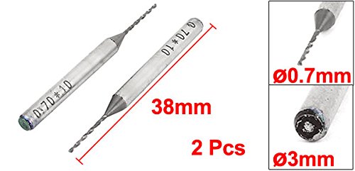 sourcing map 10 Pcs 0,7 mm Tipp Spiral Flute Hartmetall-Micro PCB Bohrer de