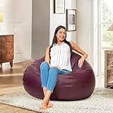 Amazon Brand - Solimo XXL Faux Leather Bean Bag Cover Without Beans (Maroon)