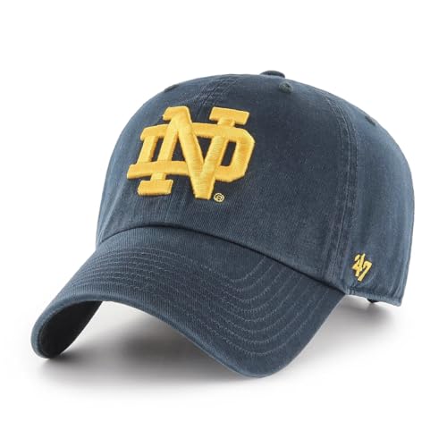 47 NCAA Unisex-Adult Clean Up Adjustable Hat Cap One Size (US Alpha One Size Notre Dame Fighting Irish - Navy/Yellow)