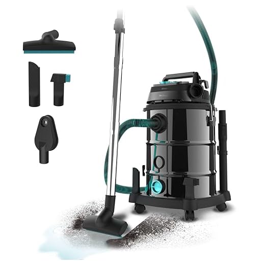 Cecotec Aspirador de Sólidos y Líquidos de Metal con Cable de 30L Conga Rockstar Wet & Dry Steel Pro Tool. 1600W, Mayor Durabilidad y Resistencia, Incluye Enchufe para Herramientas, Kit de Accesorios