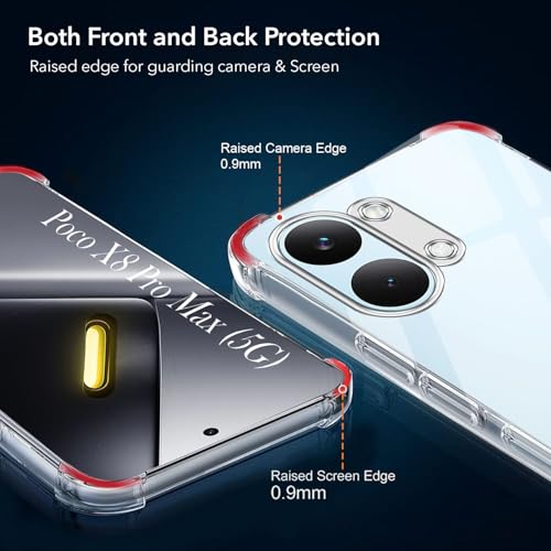 Image of Jkobi Shockproof Crystal-Clear Back Cover for Poco X8 Pro Max 5G (Anti Yellow Case | Drop & Camera Protection | Hard Polycarbonate)