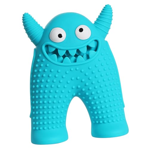 Kisangel 小さなモンスター犬の歯を磨いたり掃除したりする音の おもちゃ 中型犬 わんわん 犬の鳴き声 犬のきしむ音 小さな子犬の 面白い犬のおもちゃ シリカゲル Sky-blue