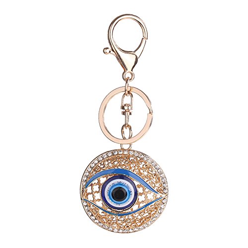 ahomi Top Metal Crystal Evil Eye Key Ring Llavero Unisex Llavero (Azul)