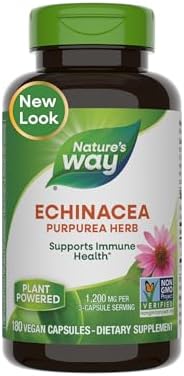 Nature's Way Echinacea Purpurea Herb, Immune Support*, 1,200 mg per 3- Capsule Serving, Non-GMO Project Verified, Vegan, 180 Capsules (Packaging May Vary)