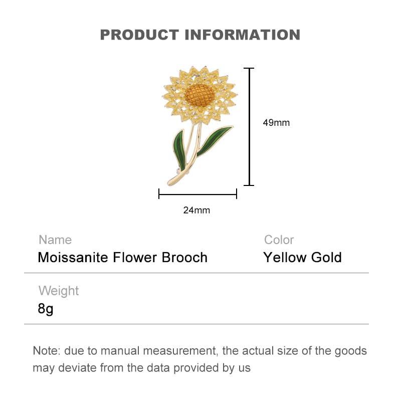 Image of 14K Gold Sunflower Coat Brooches for Women, Suit Cardigan Pin for Stylish Casual Wear, Small Brooch