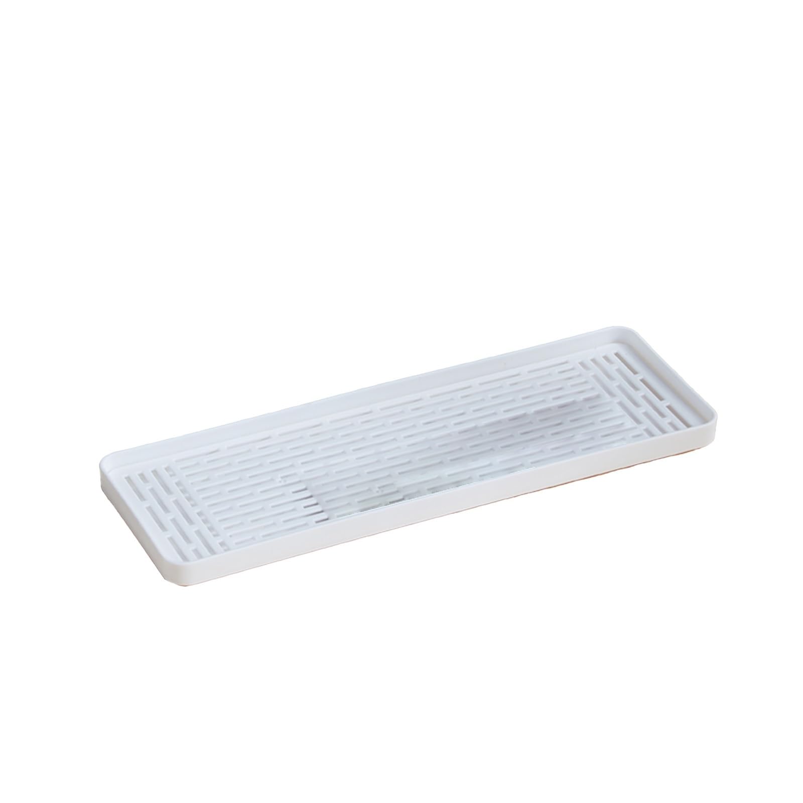 Likanglongju White Plastic Drip Tray, Drip Pan With Filter, Light And Mobile, Suitable For Home, Kitchen, Bathroom, Coffee Table, Simple Household Items(,10X30cm/4X12in)