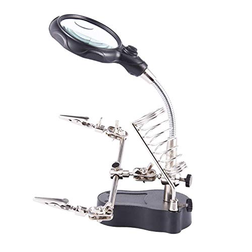 erkebspm Loupe de soudage multifonctionnelle avec Lunettes 3,5X 12X Loupe de Support de Fer à souder éclairé Outil de réparation de troisième Main