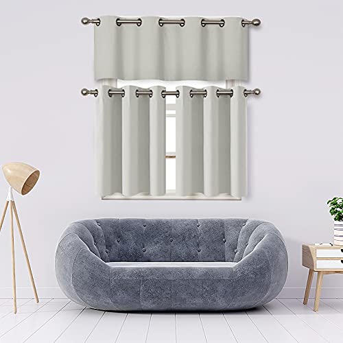 Mrtrees Blackout Valance Curtains, Short Kitchen Curtain Valances Room Darkening, Grommet Top Small Window Topper Treatment For Living Room/Bedroom/Basement(1 Panel, 52X16 Inches, Greyish White) #TOP5