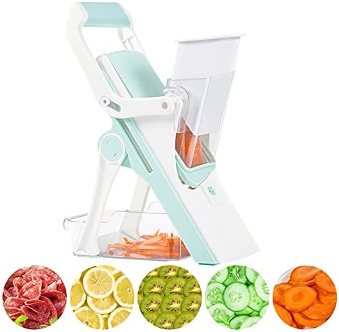 ZJmikia Vegetable Chopper, Food Chopper Onion Chopper, Mandoline Slicer for kitchen -5 Stainless Steel Blades, Mandolin Slicing Tool Meat Salad Garlic Chopper with Container Kitchen Gadgets