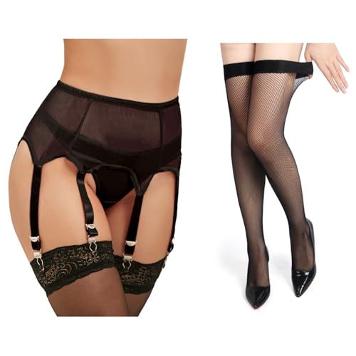 Porte-jarretelle noir grande taille avec autofixants galbants pour une silhouette sculptée