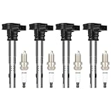 SCITOO Ignition Coil Coils & Iridium Spark Plugs fit for A5 A6 Q3 RS4 RS5 TT UF523 4 ignition coils for 4 iridium Spark Plugs