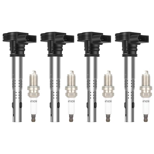 SCITOO Ignition Coil Coils & Iridium Spark Plugs fit for A5 A6 Q3 RS4 RS5 TT UF523 4 ignition coils for 4 iridium Spark Plugs