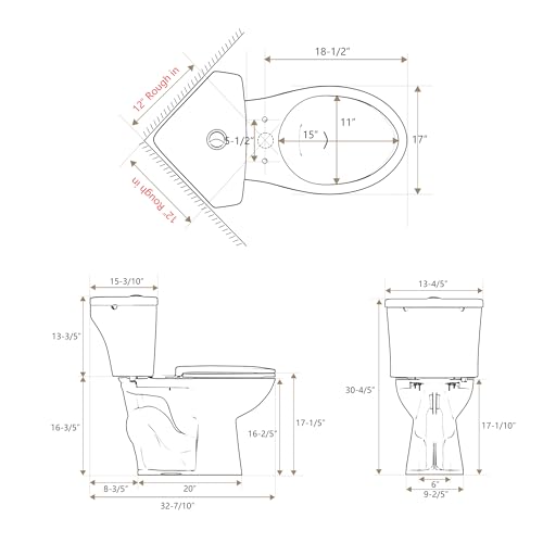 SUPERFLO-Elongated-Corner-Toilet-Compact-172-Tall-Toilet-with-Comfort-Height-Toilet-Bowl-Dual-Flush-Tank-Space-Saving-Small-Toilets-for-Small-Bathrooms SUPERFLO Elongated Corner Toilet Compact 172 Tall Toilet with Comfort Height Toilet Bowl Dual Flush Tank Space Saving Small Toilets for Small Bathrooms