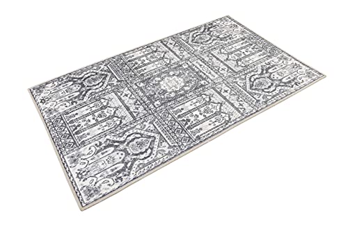 Wecon Home Badteppich, Badematte, rutschfest und Waschbar, Vintage Café (60 x 100 cm, grau)