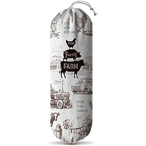 Hglian Grocery Plastic Bag Holder and Dispenser Wall Mount Plastic bags Organizer,Garbage Shopping Trash bags Holder Storage for Kitchen,Farmhouse Home Decor,Gifts for Women Mom Grandma Cover