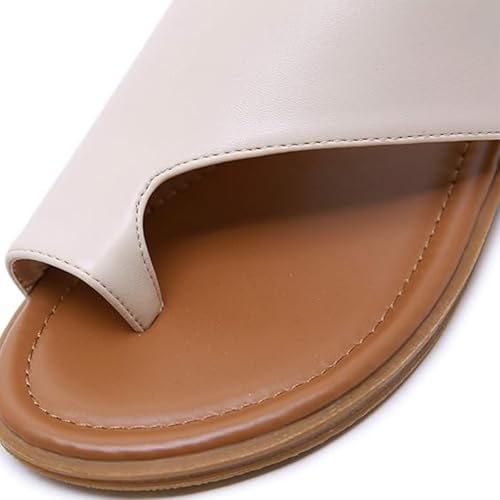 Yytcsjz Bunion Sandals for Women, Flat Sole Ladies Casual Soft Big Toe Foot Correction Sandals, Open Toe Leather Flip Flops, Summer Slippers3