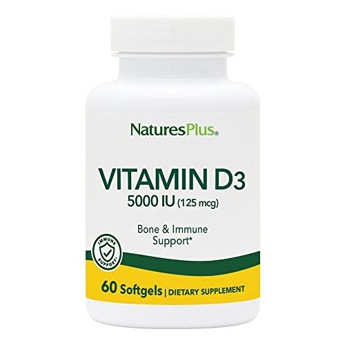 NaturesPlus Vitamin D3 5000 IU - 60 Softgels - Bone Strength & Immune Support - 60 Servings NaturesPlus Vitamin D3 5000 IU - 60 Softgels - Bone Strength & Immune Support - 60 Servings