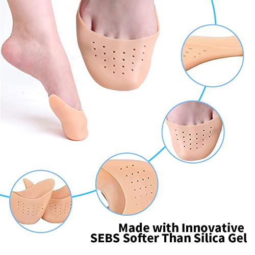 Image of Gel Toe Pads for Pointe Shoes, 4 Pairs Breathable Curved Ballet Toe Protectors for Pointe Work, Also for Heels and Dress Shoes