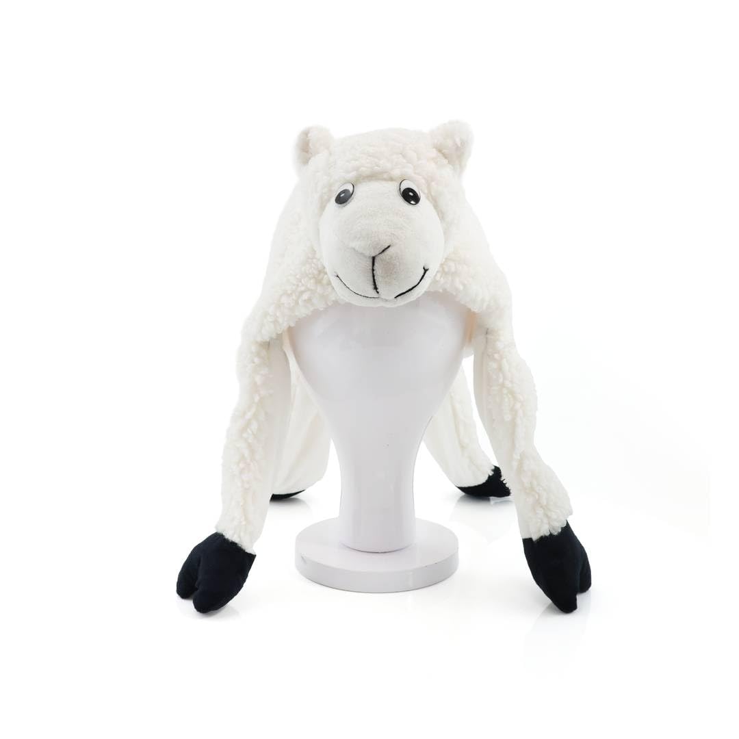 LOVETRENDS Welsh Sheep Hat Adults - Fluffy White Ram Novelty Cap - Unisex Wales Rugby Football Fan Supporter Six Nations Cymru St Davids Day Costume Accessory