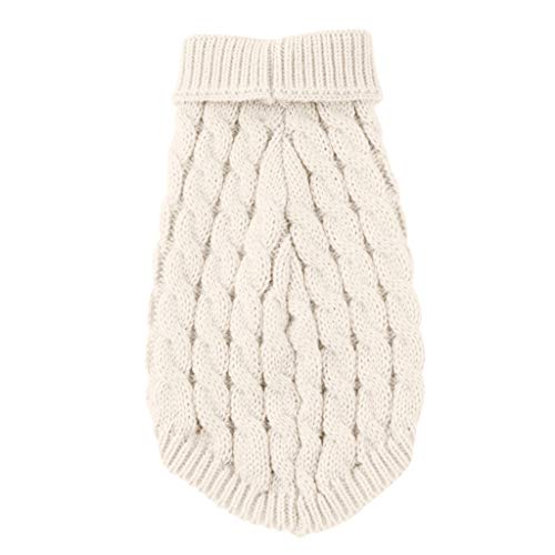 Hundepullover Kleine Hunde Katzen, Wärme Dackel Hundepulli Strick Pullover Winter Warm Dog Clothes Strickmantel Strickpullover Welpenkleidung Kleidung Französische Chihuahua (White, M)