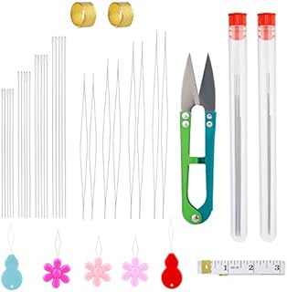SAVITA 37pcs Beading Needles Set for Jewelry Making, Stainless Steel Beading Needles Tools Lightweight for Bracelets Necklaces Rings Making for Sewing DIY Crafts