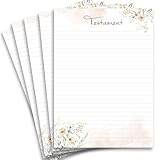 23x Testamentpapier Weiß Beige A4 Testament Vorlage Nachlassverfügung Letzter Wille Erbfall Vorsorge Dokumentenvorlage Ausstattungspapier Designpapier Urkundenpapier Wildblumen Briefpapier