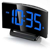 GOLOZA Wecker Digital, Digitale Uhr mit modernem geschwungenem Design, 2 Lautstärken, 3 Wecktönen, 5 Helligkeitsstufen + Aus, Snooze, Speicherfunktion, 12/24HR digitaler Wecker, LED-Digital Clock