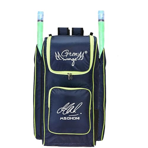 Image of Branded Cricket Kit Bag with Special Bat Holder On Two Side, Duffle Kit Bag, Backpack, Full Size with Shoulder Straps Light Weight (Black)